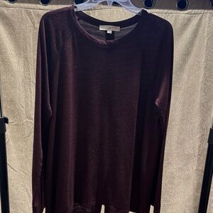 LOFT Deep Burgundy Long Sleeve Shirt
